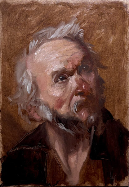 Study after Ribera. 21 × 30 cm. Oil on panel. 2026